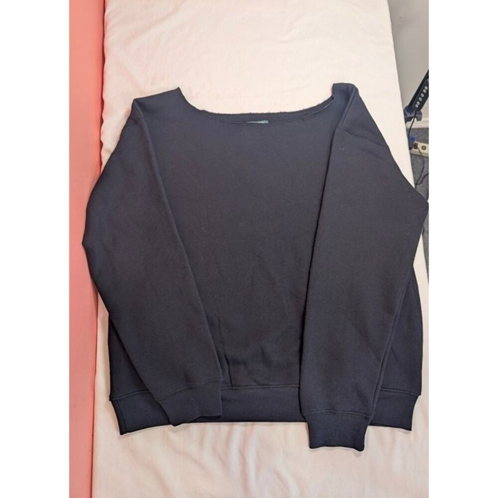 Women's Wild Fable Off the Shoulder Pullover Sweatshirt Black XS - Picture 2 of 8